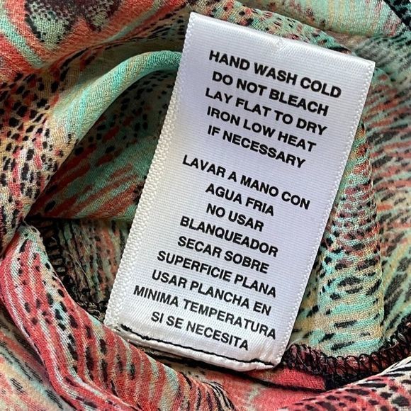 Kut From The Kloth Women's Peacock Print Semi-Sheer Tie Button Up Shirt‎ Size L - Picture 11 of 11